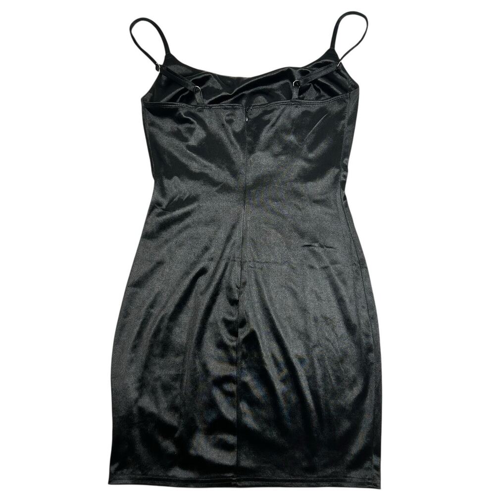 Better Be Little Black Satin Slip Dress Bodycon Sexy Sz S Spaghetti Strap Mini - Picture 4 of 12